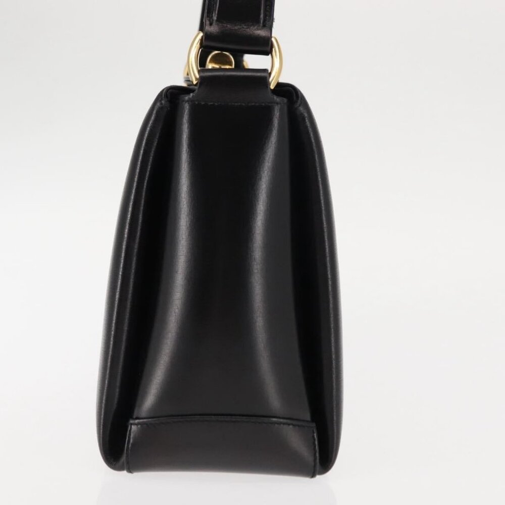 GUCCI Interlocking Hand Bag Leather Black Gold Auth fm4894 - Picture 5 of 16